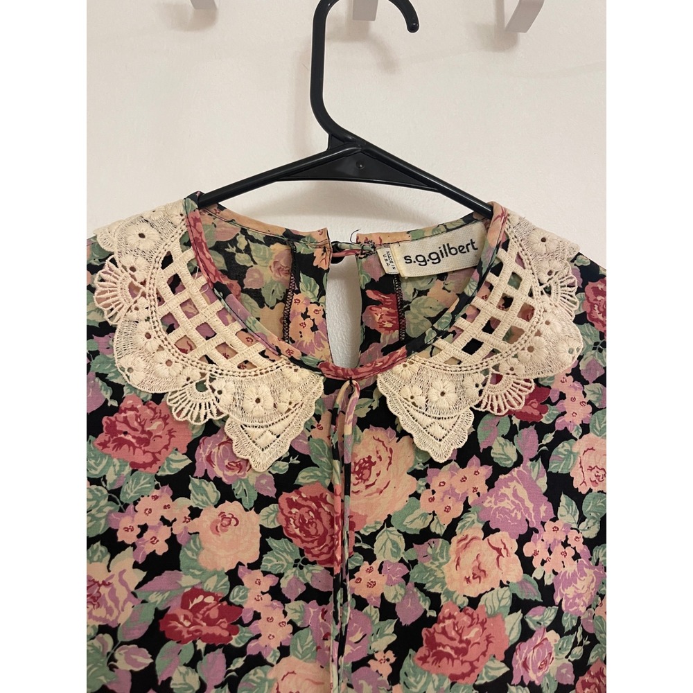 Vintage 80s Cottagecore Prairie GrandmaCore Lace‎ Collar Coquette Blouse